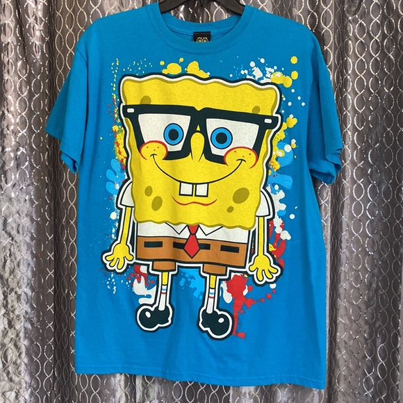SpongeBob SquarePants Men's Blue Short-Sleeve Graphic T Shirt By Fifth Sun Sz M - Picture 3 of 6